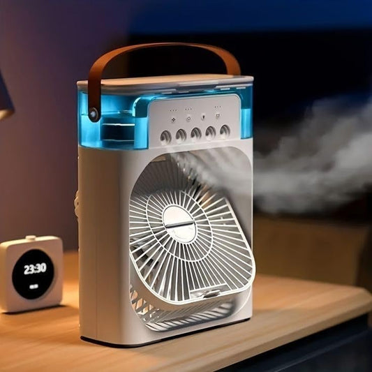 Portable Air Cooler Fan with LED Lights & Humidifier | Dual Bladeless Fan, 3 Speed Modes, Remote Control, 120° Oscillation for Home & Office