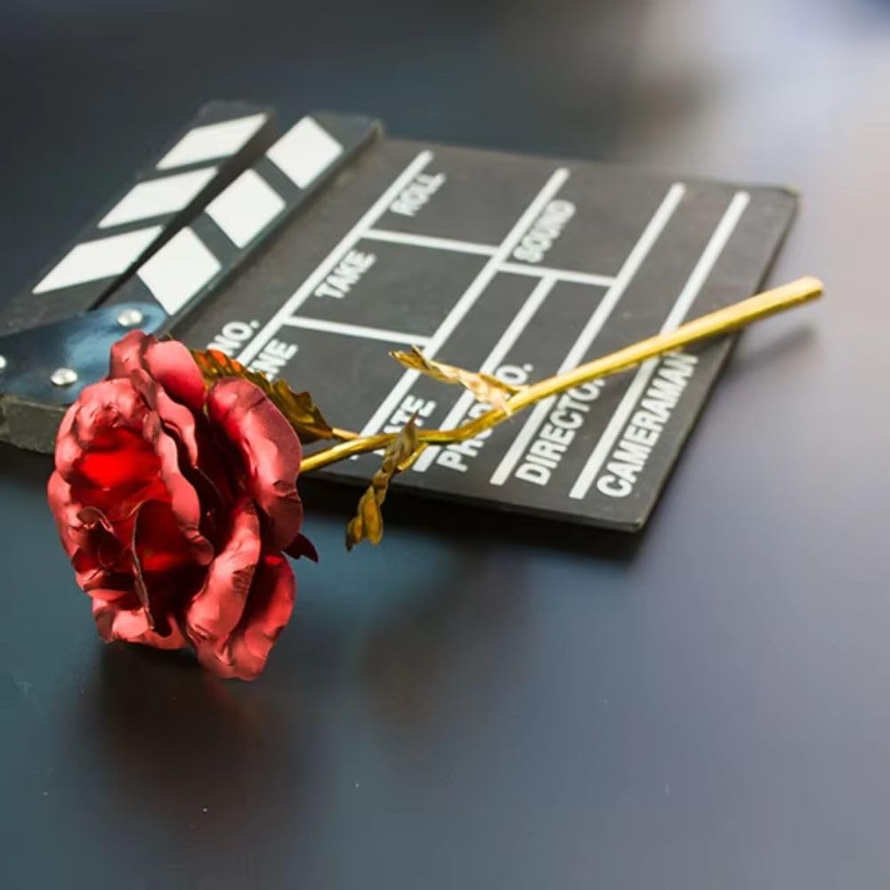 24K Red Plated Rose with Cute Teddy Bear & Gift Box | Romantic Valentine’s Day, Anniversary & Birthday Gift for Girlfriend, Wife, Women