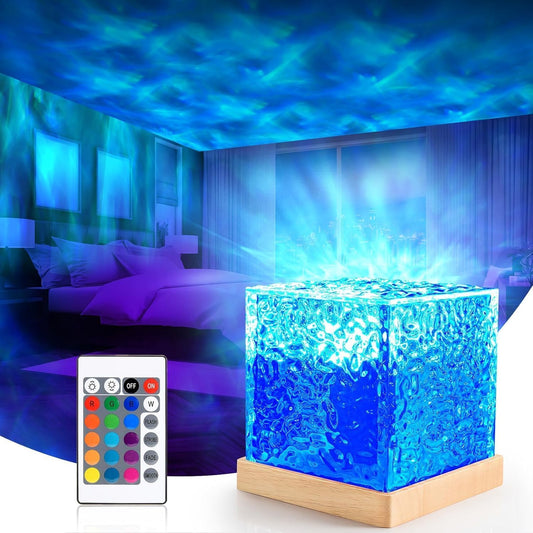 LED RGB Cube Projector Night Lamp with Remote | 16 Color Changing Mood Light for Bedroom, Living Room & Party Decoration | Home Decor Ambient Lamp