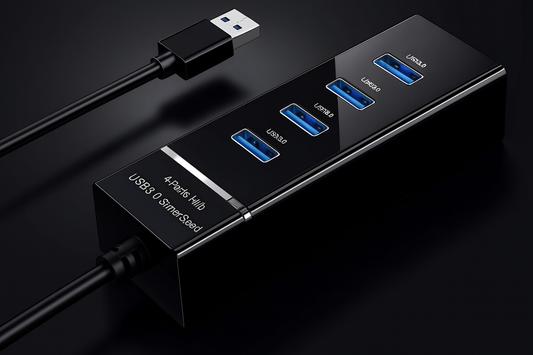 USB 3.0 Hub, 4-Port Aluminum Slim Data Hub with 5Gbps High-Speed Transfer for Laptop, PC, Mac, MacBook, USB Splitter, USB Extender (Black)