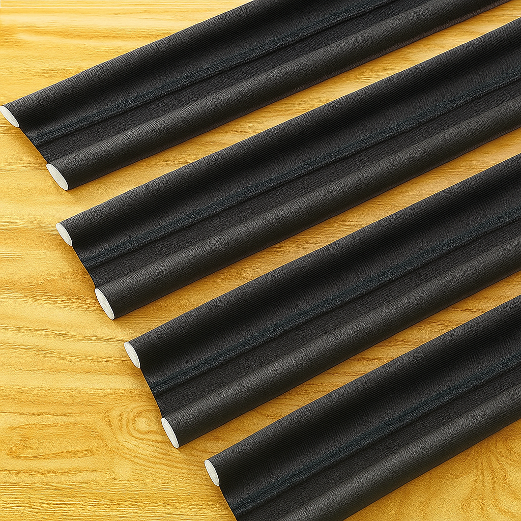 Durable Black Door Draft Stopper Twin Guard - Under Door Seal Strip for Noise, Dust, Light & Pest Blocker