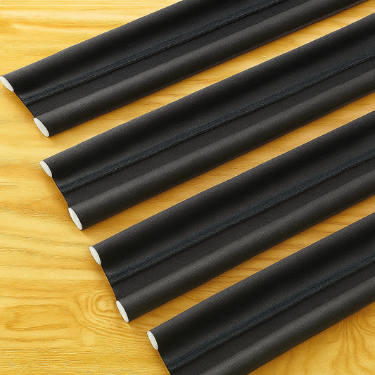 Durable Black Door Draft Stopper Twin Guard - Under Door Seal Strip for Noise, Dust, Light & Pest Blocker