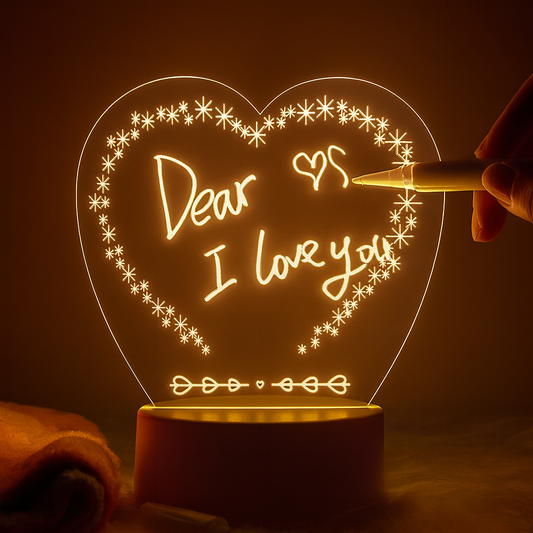 Heart Shape LED Night Lamp with Message Board | Personalized Acrylic Writing Lamp for Bedroom, Gifting & Home Décor | Valentine, Anniversary & Birthday Gift