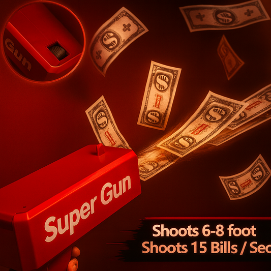 Supreme Money Gun Cash Cannon with Fake Dollar Bills | Automatic Money Shooter Toy for Parties, Birthdays, Events & Fun Celebrations