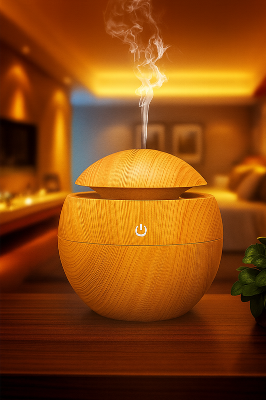 Wooden Finish Ultrasonic Aroma Diffuser & Humidifier | Essential Oil Diffuser with LED Light | Air Purifier for Home, Bedroom, Office & Spa