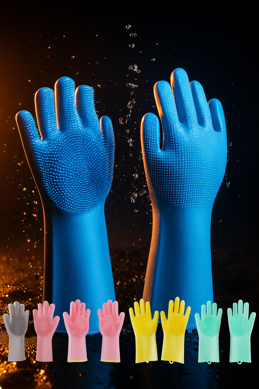 Premium Silicone Dishwashing Gloves for Kitchen Cleaning | Multi-Purpose Scrubber Gloves | Heat Resistant, Waterproof & Reusable Cleaning Gloves