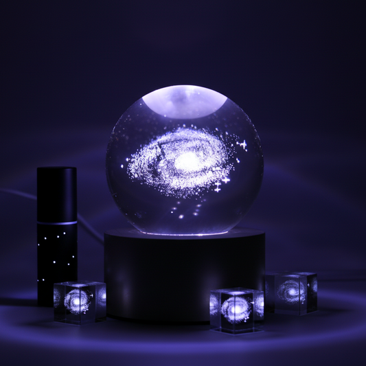 Crystal Galaxy Ball Night Lamp - 3D Universe LED Light, USB Desk Lamp | Decorative, Unique Gift for Kids & Adults
